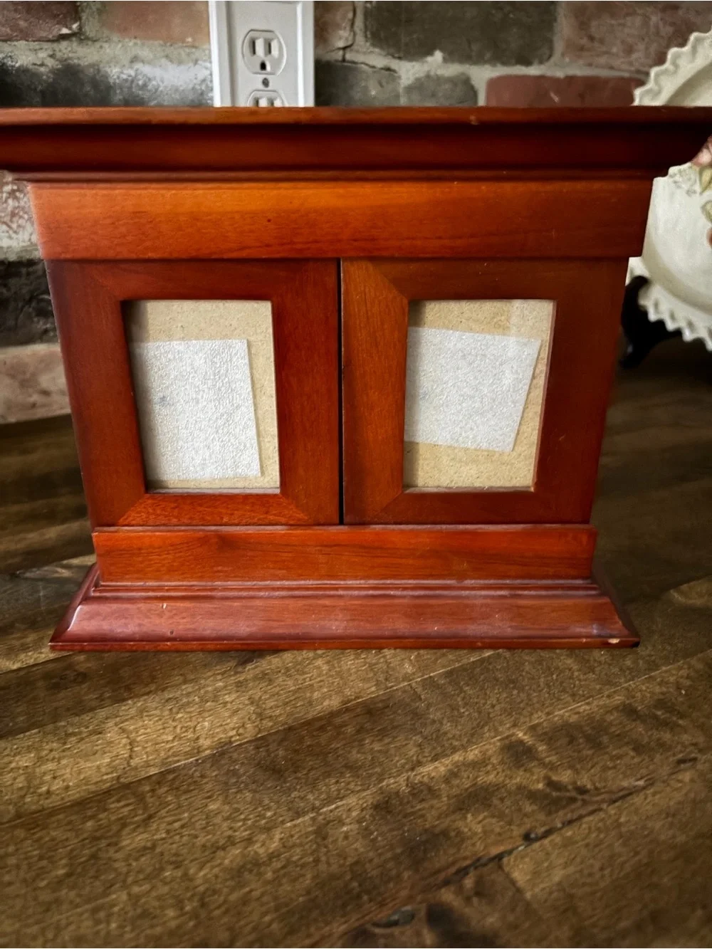 Wooden Triple Photo Frame - Rich Cherry Finish